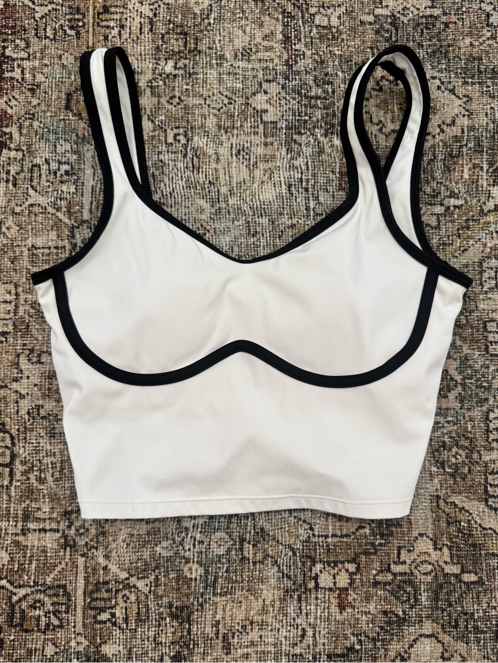 Amazon White Bralette Tank with Black Contrast Trim